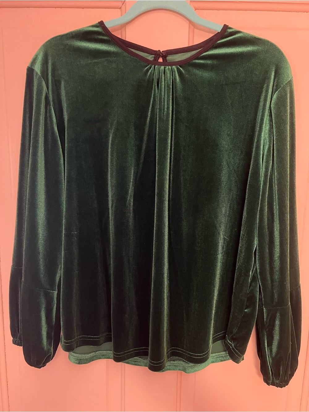 Women's Velour Long-Sleeve Top - Forest Green